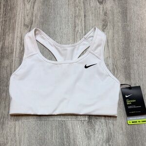 Nike Women's White Sports Bra with Black Swoosh